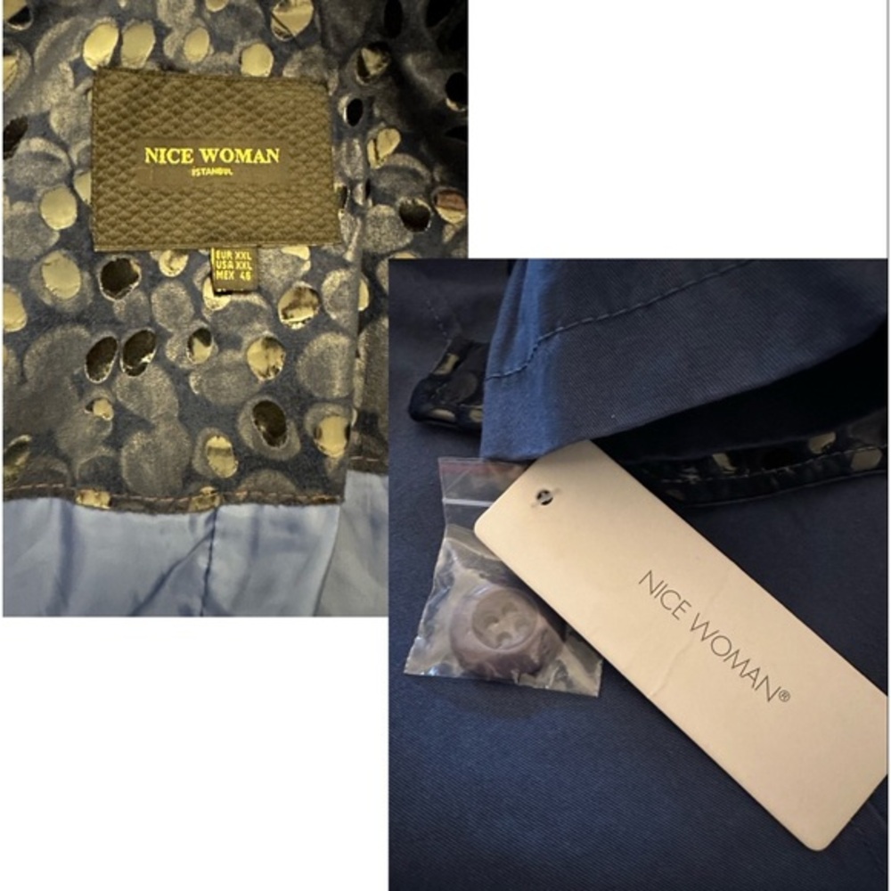 🔥SALE💥NWT WOMEN DOUBLE-BREASTED TRENCH COAT BELTED LINED JACKET IN DENIM - Picture 12 of 17